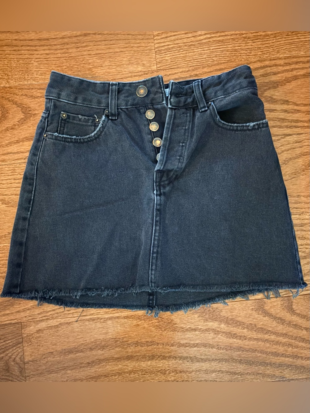 Bershka Dark Blue Button-Front Denim Mini Skirt